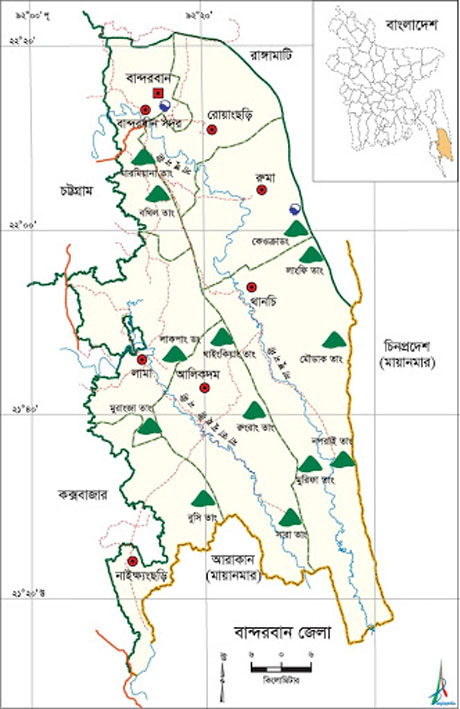 ছবি : বান্দরবান জেলা ম্যাপ