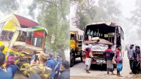 ঈশ্বরগঞ্জে দুই বাসের মুখোমুখি সংঘর্ষ, আহত ১১