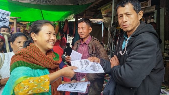 হরিণা বাজার থেকে জুঁই চাকমার নির্বাচনী প্রচারণা শুরু